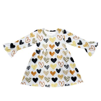 China New Long Sleeve Girl's Dresses Spring Long Sleeve Heart Dress Children Valentine's Day Dress for sale