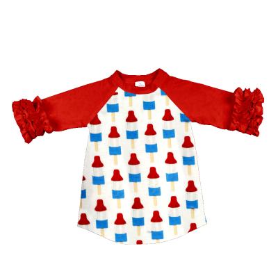 China Hot Selling Cheap Kids Clothes Viable Ruffle Raglan T-Shirt For Toddler for sale