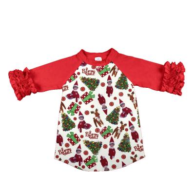 China Viable Christmas Girls Icing Ruffle Top Raglan Kids Shirt Boutique Baby Clothing Wholesale for sale