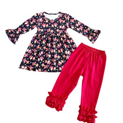 China Hot Sale 2 Pcs Long Sleeve Kids Girls Clothes Wholesale Christmas Boutique Outfits for sale