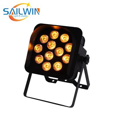 China Battery Operated Flat Stage Light Sailwin 12x18W 6in1 RGBWA+UV Phone Control DMX LED Par Light For Wedding Event for sale