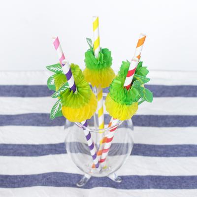 China Disposable Pineapple Straws Environmental Protection Art Paper Straws Paper Bar Supplies Cocktail Straws for sale