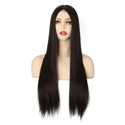 China Silky Straight Wave 28 Inches Straight Hair Extension Wigs Cheap Woman Heat Resistant Silky Straight Long Full Wave Synthetic Hair Wig With Lace for sale