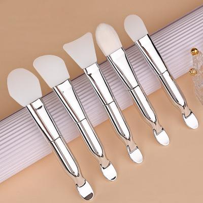 China New Beauty Tools Aluminum Facial Application Tools Olive 2pcs Makeup Brush Face Silicone Mask Brush for sale