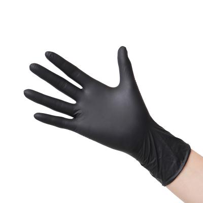 China Use for Kitchen Factory Supply Nitrile Diamond Texture Glove Powder Free Black Nitrile Gloves for sale