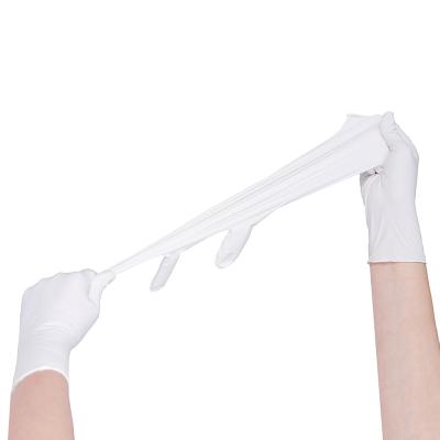 China Use For Kitchen Stocks In USA 100Pcs Clear Pure White Nitrile Gloves Hand Gloves Nitrile Madical Disposable Gloves for sale