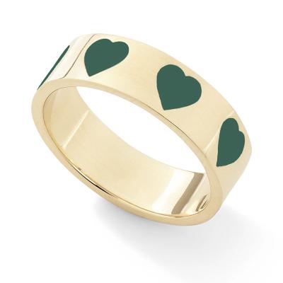 China 2021 Environmentally Friendly New Tasty Enamel Green Heart Ring Lovers Ring For Woman for sale