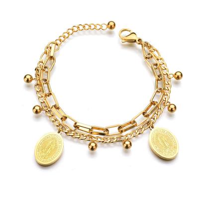 China FASHIONABLE 18k Gold Plated Stainless Steel Jewelry Virgin Mary Bracelet for sale