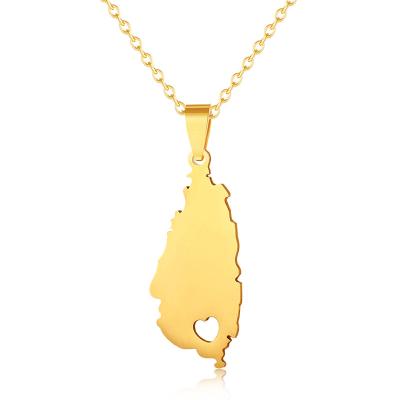 China 2020 Environmentally Friendly New Design Map Jewelry Heart Saint Lucia Map Necklace for sale