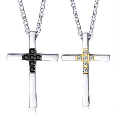 China Environmentally Friendly Fashion Stainless Steel Simple Torque CZ Cross Necklaces for sale