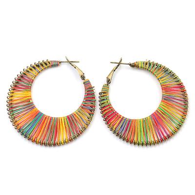 China Environmental Friendly Fashion Vintage Colorful Earrings Wire Wrap Geometric Dangle Earrings for sale