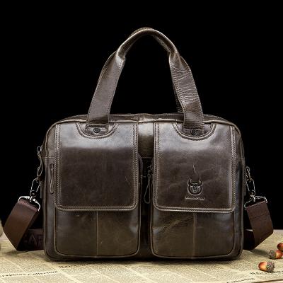 China 2021 Business Brown Leather Private Bag Private Label Compartment Handbag Man Document Conference Laptop Bags Waterproof Shockproof Dustproof Luxury Briefcases for sale