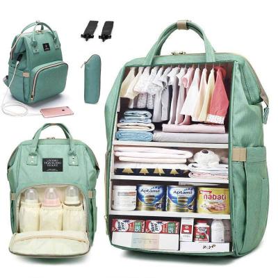 China With Organizer Custom Luxury Waterproof Travel USB Waterproof Travel Diaper Baby Mommy Baby Mommy Backpack Diaper Bags With Changing Station for sale