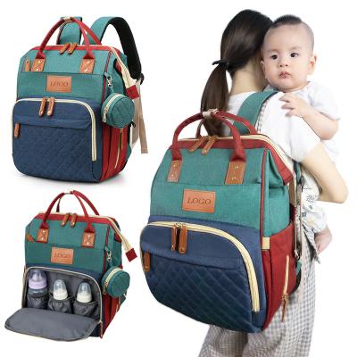 China With Custom Luxury Foldable Cute Portable USB Crib Organizer Mommy Diaper Baby Bags Backpack Maternity Diaper Bag With Changing Station for sale