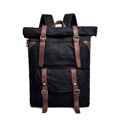 China With Vintage Multifunctional Canvas Laptop Bag USB Large Capacity Sports Travel Smell Proof Custom Genuine Leather Outdoor Backpack for sale