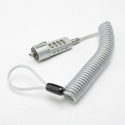 China High Quality Zinc Alloy Spring Galvanized Steel Wire Rope Anti Loss Laptop Lock for sale