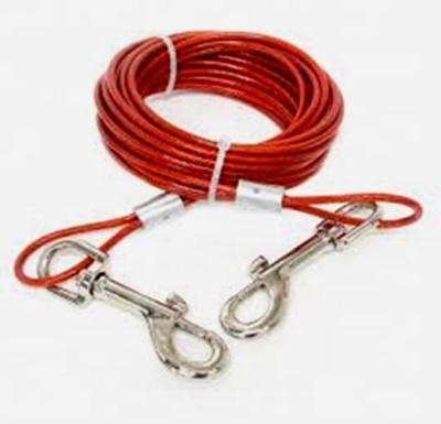 China Rope Super Quality PVC Coated Tie-Down Outdoor Steel Wire Two Core Steel Hook For Dog for sale