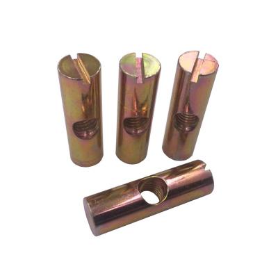 China Q235 Brass Or Carbon Steel Barrel Bolts Cross Finger Slotted Furniture Nut For Beds Hutch Chairs Color Zinc Plating for sale