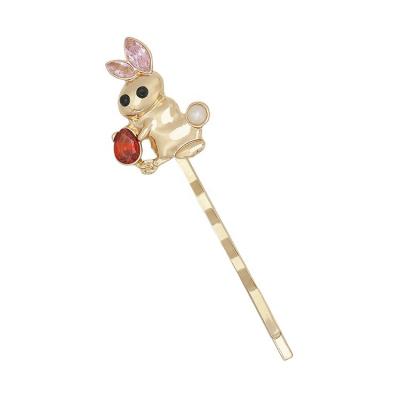 China Kids Over 3 Years High Quality Zinc Metal Control Shape Gold Plating Hair Clip Rabbit's Gift Hair Clip for sale