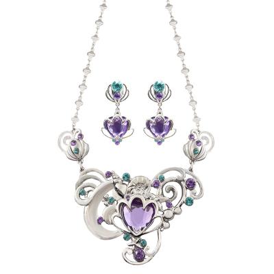 China Other Hot Style Large Gem Design Necklace Earrings Purple Gemstones Crown To The Sea Jewelry Set for sale