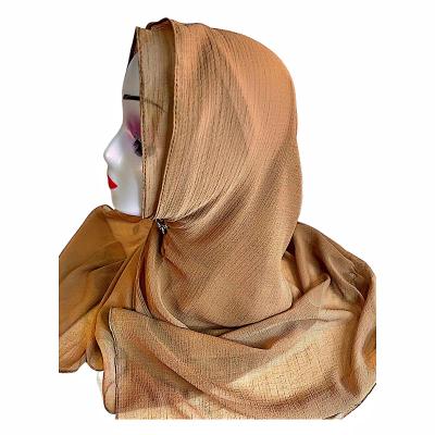 China Long Fashion Simple Pleat Scarves Women's Muslim Scarf Printed Crepe Chiffon Hijab Nano Shawls for sale