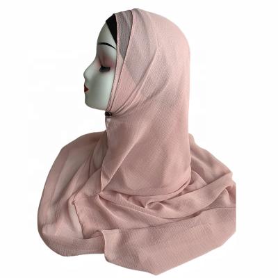 China Long 2023 New Design Fashion Pleat Scarves Women Muslim Scarf Plain Nano Crepe Chiffon Hijab Shawls for sale