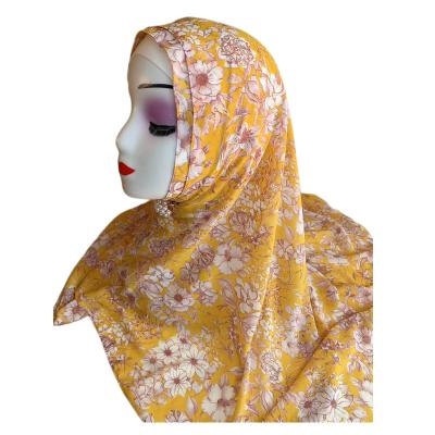 China Wholesale Hot Floral Print Long Shawl 60 Colors Print Chiffon Hijab Factory Price Muslim Chiffon Hijab for sale