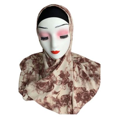 China Factory Wholesale Long Fashion Muslim Woman Hijabs Malaysia Printed Floral Shawl Chiffon Hijab Scarf for sale