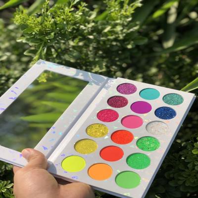 China Wholesale Beauty Makeup Waterproof Eyeshadow Palette Neon Color 18 Colors Shimmer Private Label Eyeshadow Palette for sale