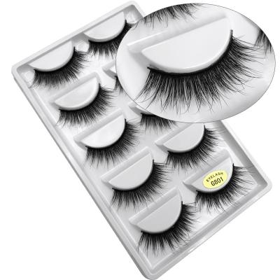 China Winged 5 Pair Eyelashes 3d Lashes 1cm-1.5cm Long Natural Black Full False Eyelash Soft Strip Lashes G800 for sale