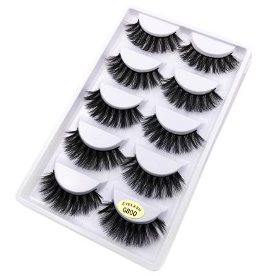 China Wholesale Private Label Winged Natural 3D False Eyelash G800 5 Pair False Eyelash Packaging Box Free Sample for sale