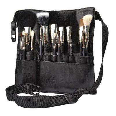 China NATIONAL Custom Logo Black PU Belt Bag Factory Makeup Brush Apron Cosmetic Bag Make Up Tools Waist Set Bag for sale