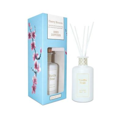 China 200Ml Home Bathroom Bedroom Customizable Perfume Diffuser White Glass Bottle With Rattan Gift Box Packaging Decoration Items for sale