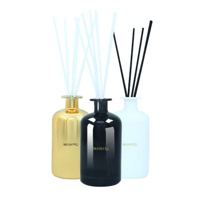 China Home Decoration 500Ml Customizable Hotel Home Store Glass Black White Gold Reed Diffuser With Rattan Box Scented Large Capacity for sale