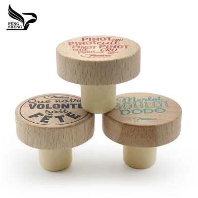 China Non Spill Printing Logo Wood Cap High Polymer Cork Stopper for sale