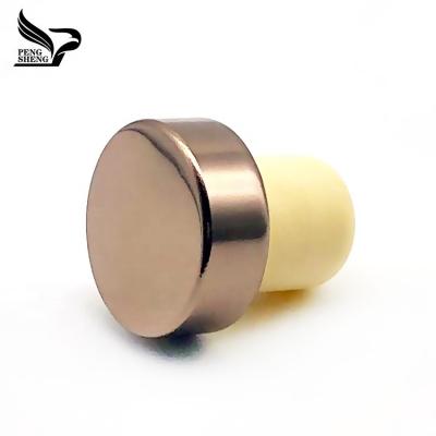 China Wholesale Non Spill Rose Gold Aluminum Cap Synthetic Cork Wine Bottle T Top Stopper For Spirits Bottles for sale