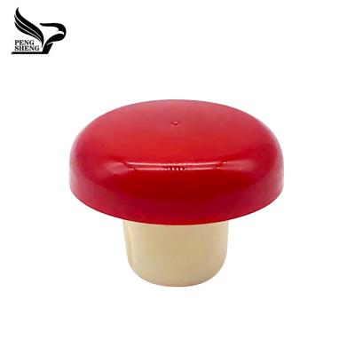 China Non Spill Red Plastic Cap Top T Shape Synthetic Wine Cork Plastic Wine Stopper for sale