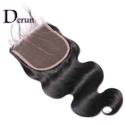 China 1-2year Wholesale Mink Brazilian Virgin Hair Cuticle Lined Double Drawn Remy Hair Body Wave 4*4 Lace Closure for sale