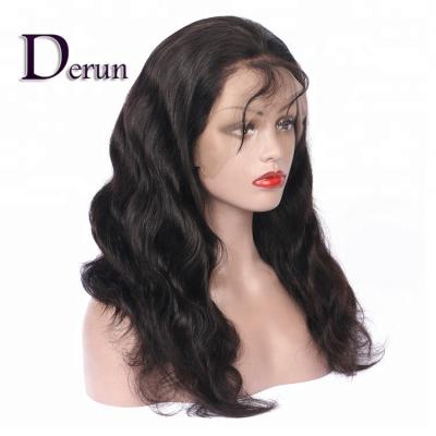 China Factory Hair Full Cuticle Natural Good Quality Derun Wave Full Lace Wig Fast Delivery for sale