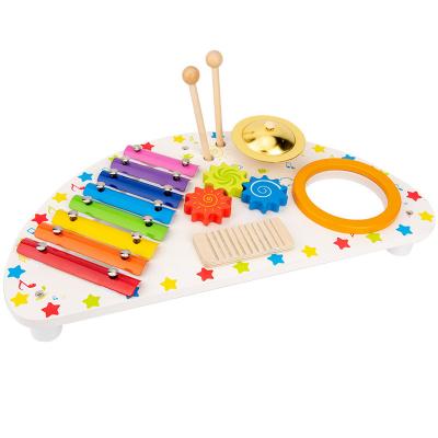 China 2021 Wooden Xylophone Toys Eco-friendly Baby First Education For Kids Multi Function Eight Hand Tone Percussion Music Instrument Children for sale