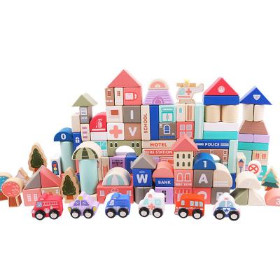 China Building Toy Macaron Children's Wooden Building Blocks Assembling Toys Particles Educational Large Children's Toys 1-2-3 Years Old For Child for sale