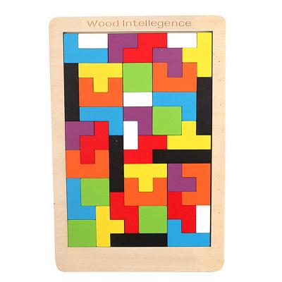 China Children Educational Wooden Kindergarten Game Wooden Kindergarten Game Tangram Puzzle Math Tangram Puzzle Intellectual Educational Toy Colorful 3D Toy For Kids for sale