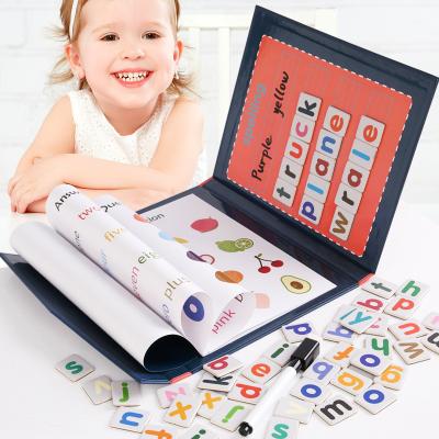 China Wooden Magnetic Puzzle Spelling Words Writing Learning Toys Magnetic Alphabet Book Early Education Enlightenment English Alphabet for sale