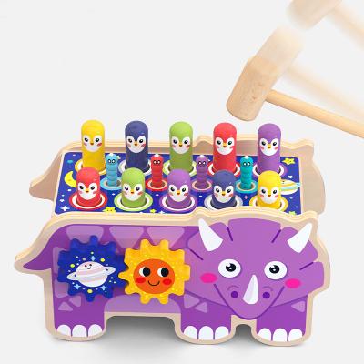 China Eco-friendly Material Wooden Toys Toddlers Digital Game Whac-A-Mole Baby Toys juegos didacticos knock busy board for kids elephant beat hamsters toys for sale