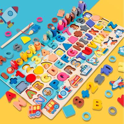 China Montessori Board Educational Wooden Toys Wooden Kids Busy Math Fishing Montessori Preschool Wooden Toy Counting Geometry Kids for sale