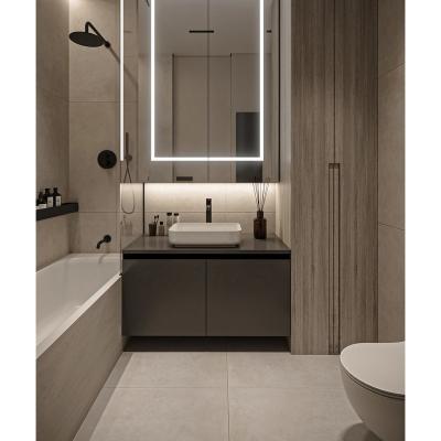 China Modern European Hot Selling High Quality Customized Modern Bathroom Vanity Gray Color Matte Finish Cheap Price Made In China Vanity Sets for sale