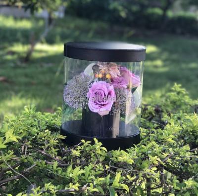 China Biodegradable Clear Transparent Plastic Flower Box Hug One Barrel Flower Gift Box for sale