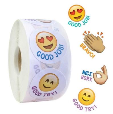 China Smiley Package Sticker Heat Sensitive Kid's Reward Toy Emoticon Cute Cartoon Sticker for sale