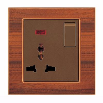 China AFRICAN/IRAQ Iraq Market Wooden Paint 1 PC Strip 13A Copper Wall Switch And Socket for sale