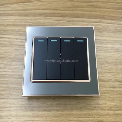 China Hot Selling Safety Factory New Design Mirror Panel Switch Way Electrical Switches 4 Gang 1/or 2 Way Wall For Home for sale